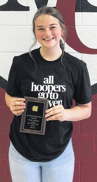 Callie Wilbanks received the MCMS volleyball MVP Award.
                                 Courtesy of MCMS