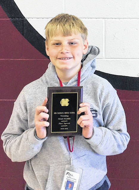 Noah Fulmer received the MCMS wrestling Most Improved Award.
                                 Courtesy of MCMS