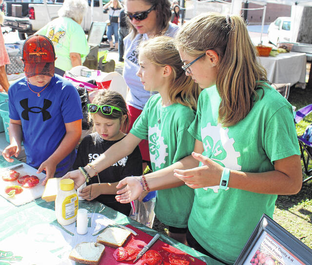 128710777_web1_IMG_9634
Newberry County 4-H youths make tomato sandwiches during the Grown Newberry Farmers Market. Pictured, in no particular order: Barrett Havird, Sam and Paisley West and Kathleen Mills.
Andrew Wigger | The Newberry Observer