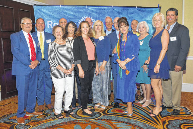 129782285_web1_image
Rotary Club of Newberry members and spouses attended the Rotary District 7750 Awards and Induction ceremony, in Greenville.
Pictured (left to right): Jimmie Coggins, Foster Senn, Rita Yarbourgh, Scott Sandor, Sherry Sandor, Christy Pomeroy, Jim Jepsen, Melody Jepsen, Dale Mamele, Steve Stubbs, Renee Stubbs, Richard Lominack, Donna Lominack, Kimberly Kitchens and Mel Kitchens.