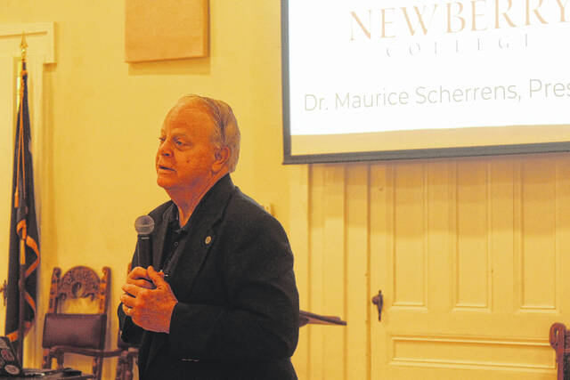 130611153_web1_Scherrens
Newberry College President Dr. Maurice Scherrens updated the community of the latest developments at Newberry College.
Kelly Duncan photos | The Newberry Observer