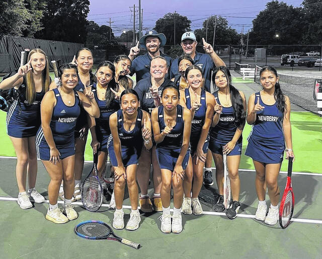 130871141_web1_IMG_2694
Newberry High School girls varsity tennis team pose after winning home opener.
Courtesy of Newberry High School Athletics