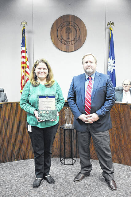 <p>Shannon Smith, finance director and City Manager Jason Taylor.</p>
<p>Courtesy photo</p>